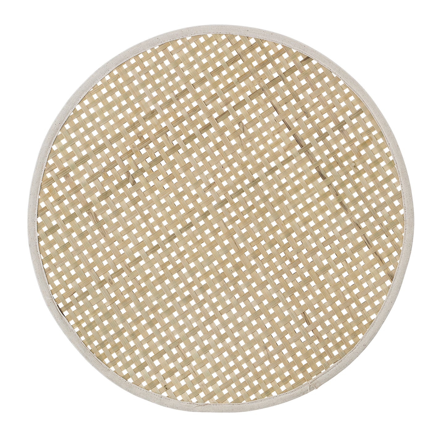 Round bamboo placemat with woven pattern and beige edge, einzigartig Wohndeko for individueller Stil and Lieblingsstücke für . - Placemat Nature Bamboo