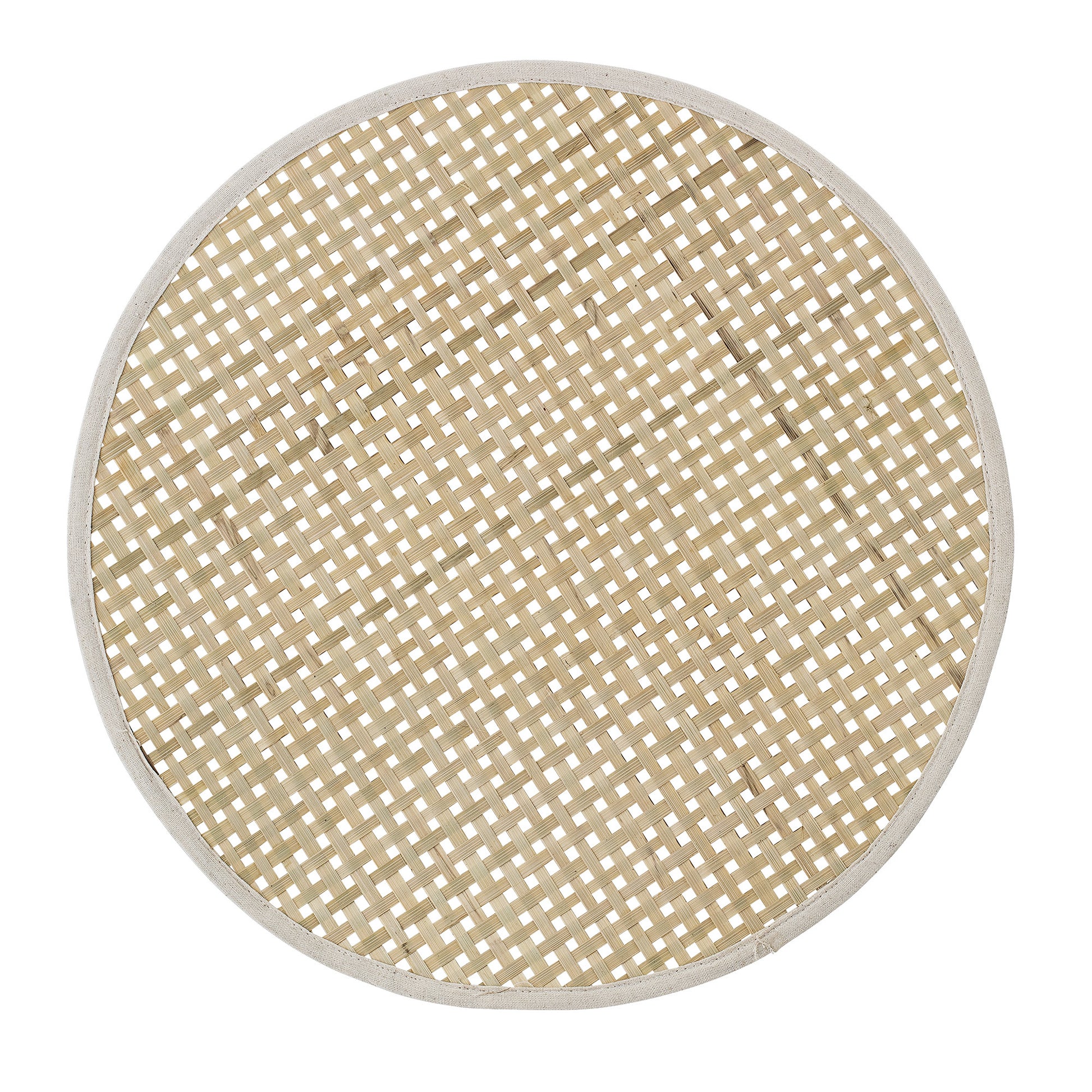 Round bamboo placemat with woven pattern and beige edge, einzigartig Wohndeko for individueller Stil and Lieblingsstücke für . - Placemat Nature Bamboo