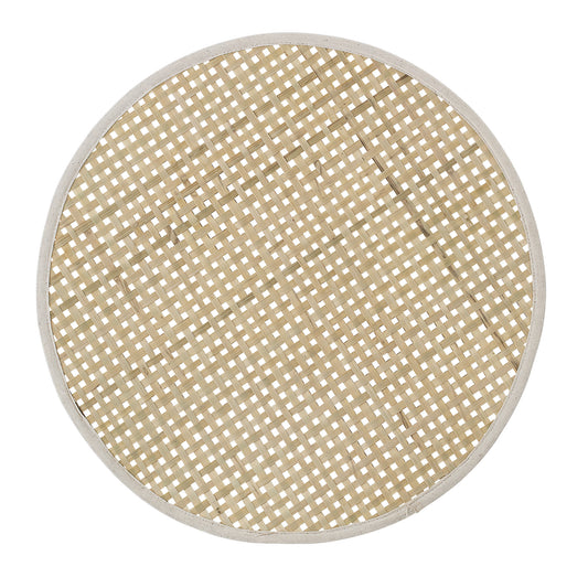 Round bamboo placemat with woven pattern and beige edge, einzigartig Wohndeko for individueller Stil and Lieblingsstücke für . - Placemat Nature Bamboo