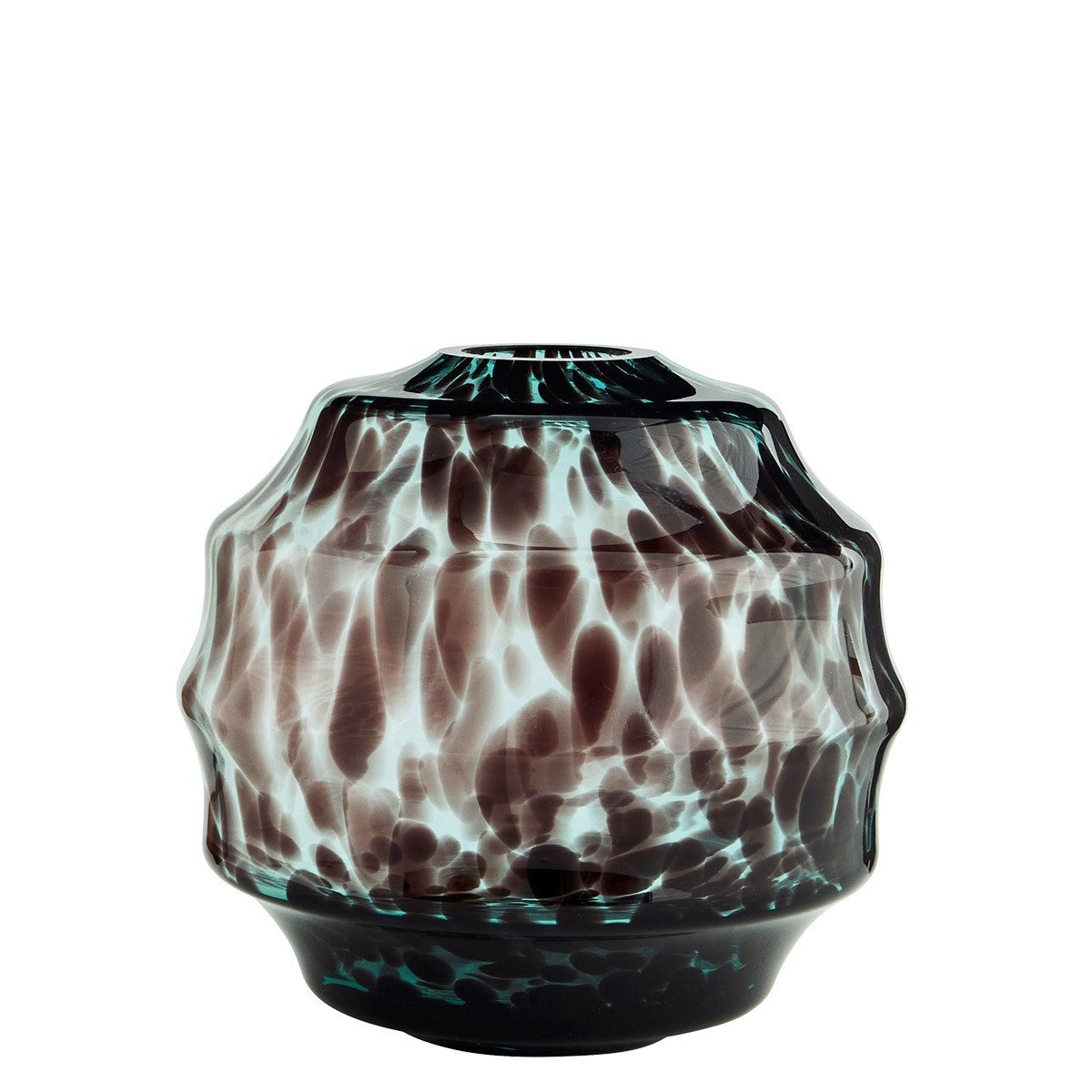 Round Glass Vase Teal, Brown