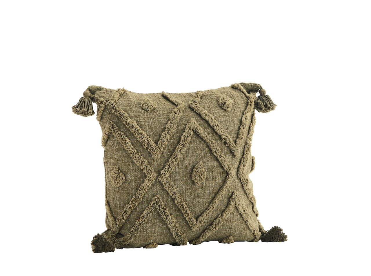 Cushion cover w/ tufting Olive