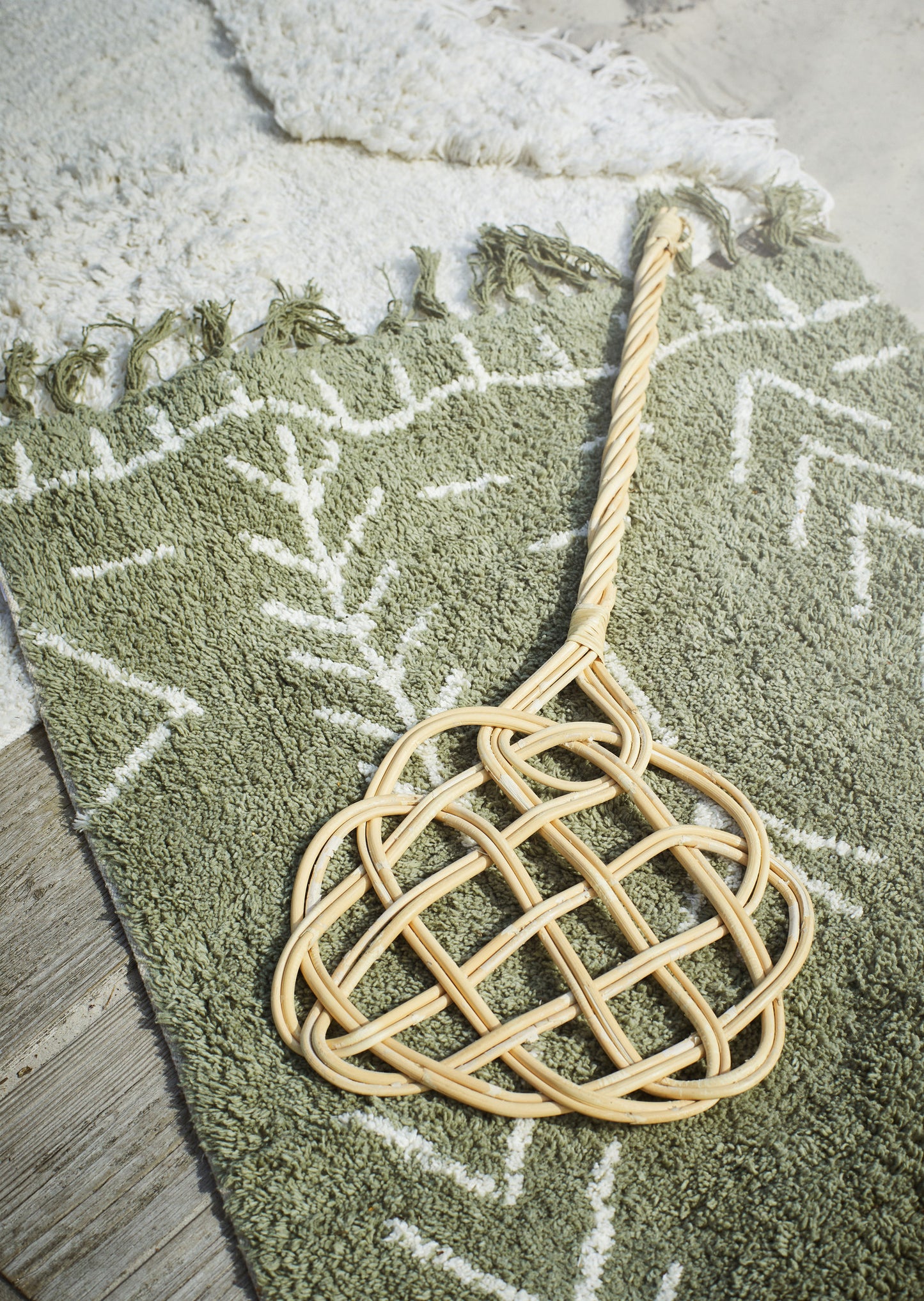 Tufted Cotton Bath Mat Sage Ivory
