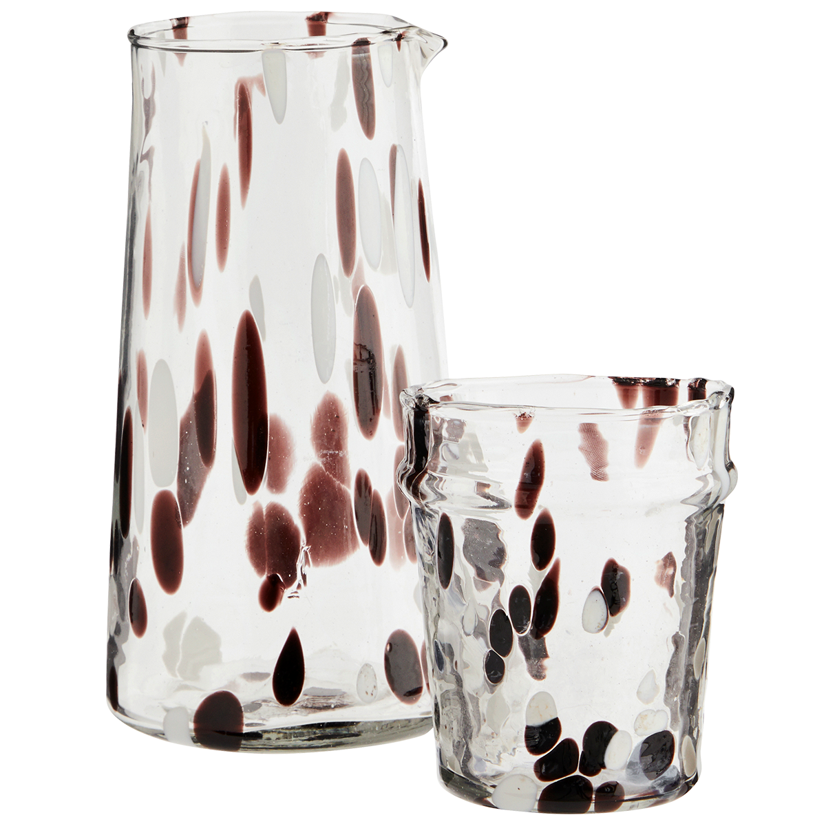 Drinking Glass Brown, White, Clear