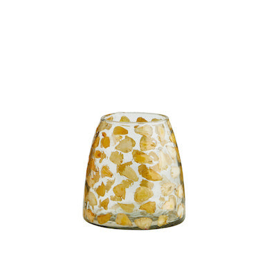 Glass Vase with Flower Petals Clear Yellow