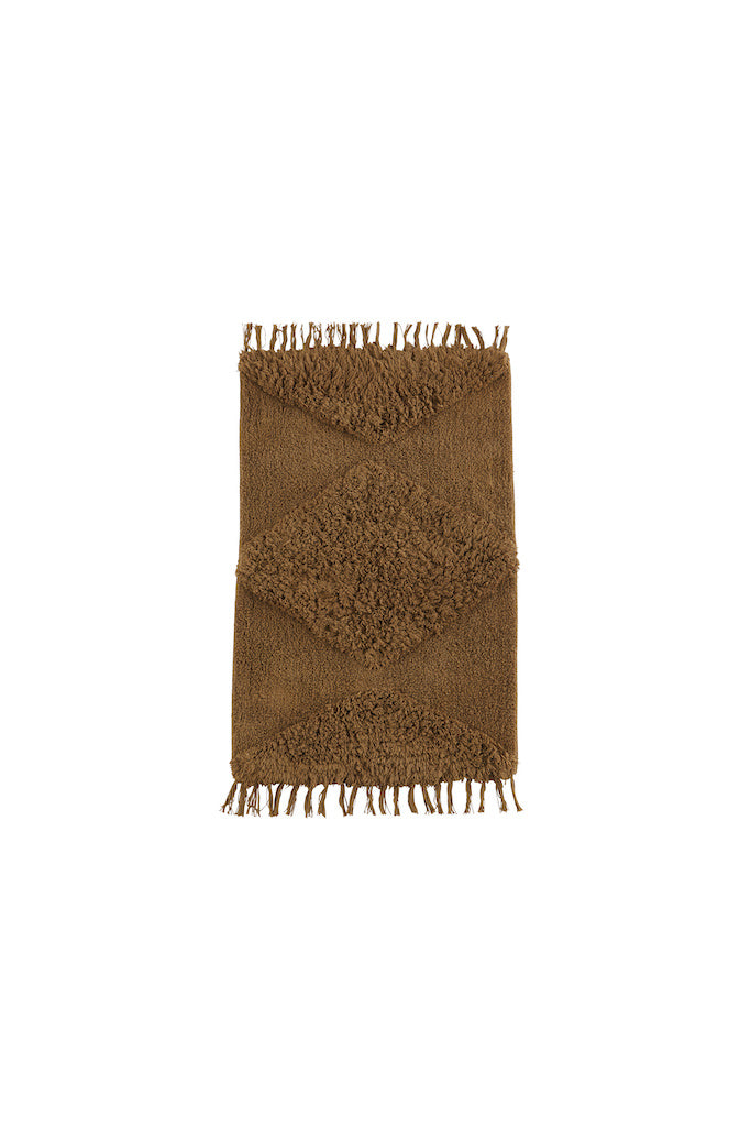 Tufted cotton bath mat Indian tan