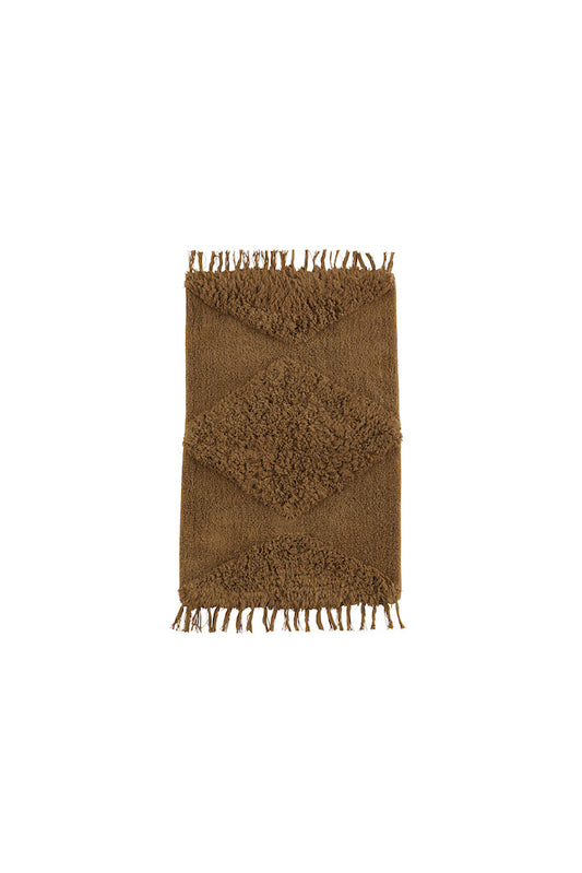 Tufted cotton bath mat Indian tan