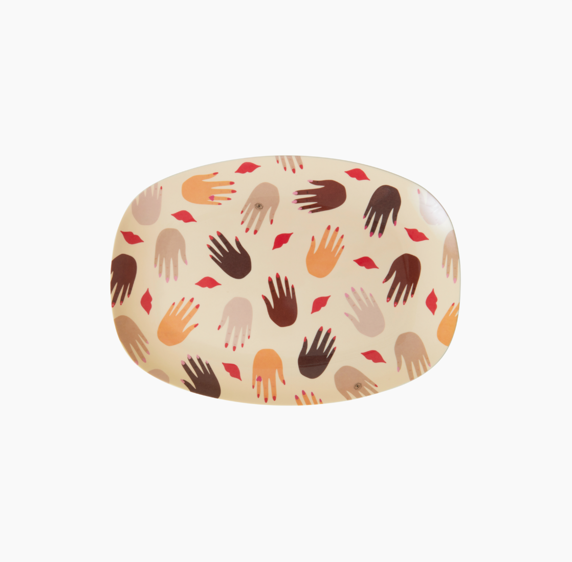 Rect. Melamine Plate oval Hands and Kisses
